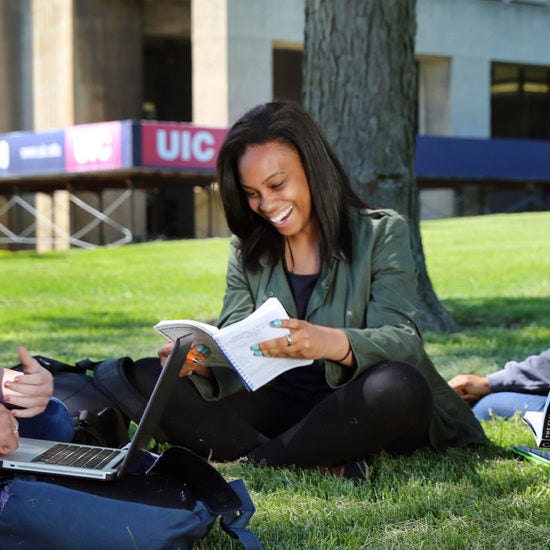 Students gathering outside